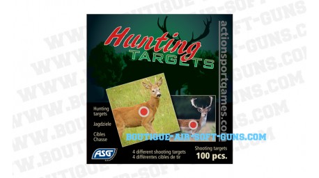 100 cibles hunting target 14x14cm 4 animaux