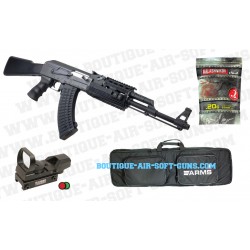 Pack Fusil d'assault Kalashnikov AK47 Tactical 6mm + housse + point rouge